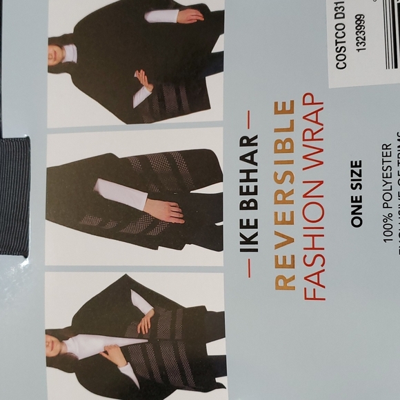 🆕️ IKE BEHAR REVERSIBLE FASHION WRAP (GREY & BLACK) - Picture 6 of 8